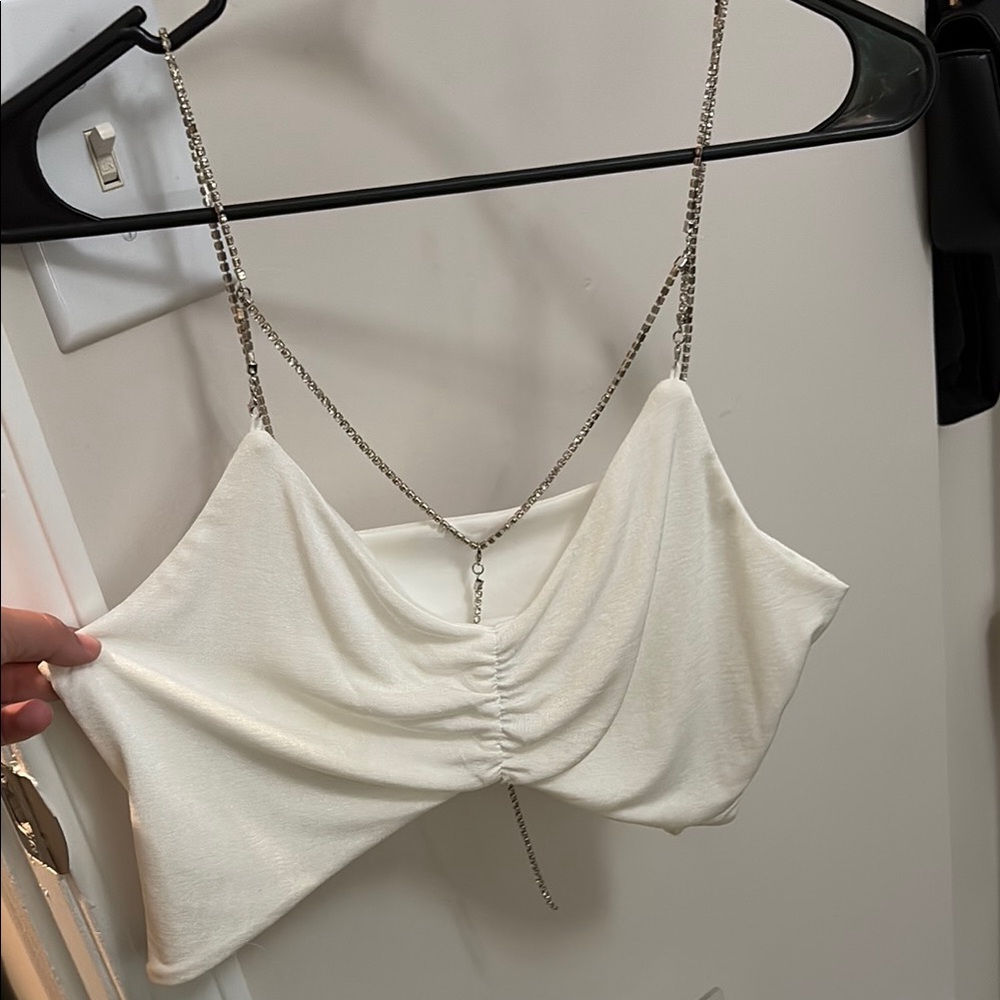Elegant White Chain Strap Top
